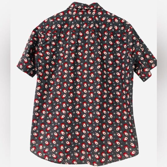 Men’s Monument Christmas Holiday Short Sleeve Santa Button Shirt XL Gray - Picture 4 of 4